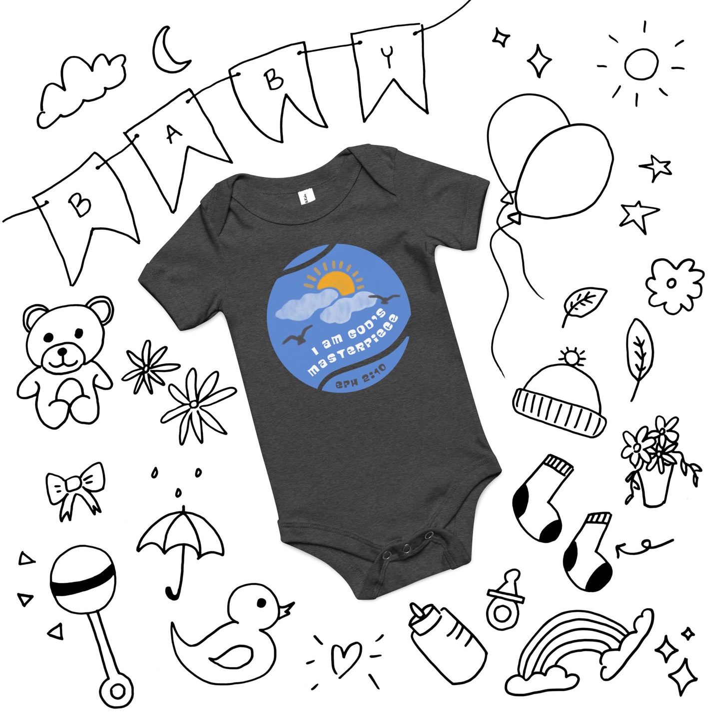 "I Am God's Masterpiece" Boys Baby Onesie